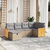 Set Divano da Giardino 6 pz con Cuscini Beige Misto Polyrattan 3265735