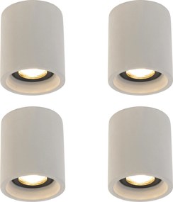 Set di 4 faretti da soffitto rustici rotondi in cemento - Deep