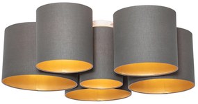 Plafoniera color tortora con interno dorato 6 luci - Multidrum