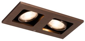 Faretto da incasso bronzo scuro rettangolare 2 luci orientabile e girevole - Qure