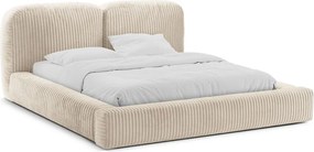 Letto matrimoniale imbottito beige con contenitore con rete inclusa 180x200 cm Martina – Micadoni