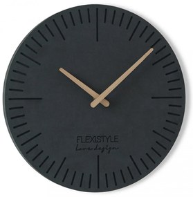 Orologio da parete grigio scuro con un diametro di 30 cm