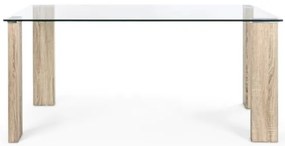 Tavolo Moderno Legno E Vetro Trasparente Rettangolare 160x90 Cm New Arley Bizzotto