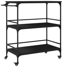 Carrello da cucina nero 100,5x50x105 cm in legno multistrato