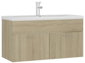 Mobile con lavabo integrato rovere sonoma in legno multistrato