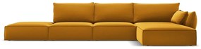 Divano angolare color senape (con penisola a destra/con chaise lounge) con rivestimento in velluto Vanda – Mazzini Sofas