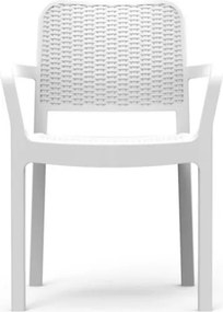 Sedia Da Giardino Impilabile Con Braccioli In Resina Effetto Intrecciato Bella Keter Bianca