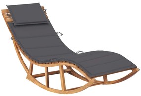 Lettino Prendisole A Dondolo Con Cuscino İn Massello Di Teak /