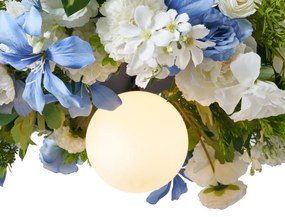 Lampada a sospensione bohémien nera con fiori colorati blu e bianco - Flower Power