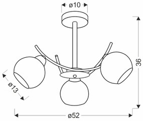Lampadario a sospensione con supporto rigido AMOS 3xE27/40W/230V cromo lucido