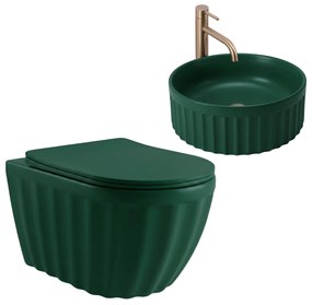 Set: WC sospeso + Lavabo da appoggio Rea Duo Matcha Matt
