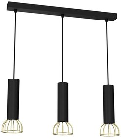 Lampadario su corda DANTE 3xGU10/25W/230V nero/oro
