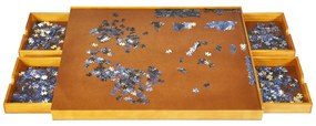 Costway Tavolo di legno per puzzle 80 x 65 cm, Tavolo per puzzle con superficie liscia e 4 cassettii