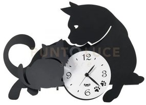 Orologio tenero da appendere mamma gatta bianco marmo e nero in fer...