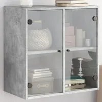 Mobile a Muro con Ante in Vetro Grigio Cemento 68x37x68,5 cm 836493