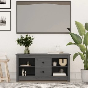 Mobile Porta Tv Grigio 103x36,5x52 Cm İn Legno Massello Di Pino /