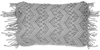 Cuscino Decorativo Grigio Cotone Macram 30 x 45 cm con Nappe Corda Boho Retro Decor Accessori