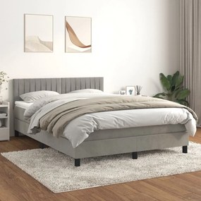 Giroletto A Molle Con Materasso Grigio Chiaro 140x200cm Velluto /