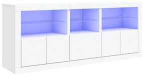 Credenza con luci led bianca 162x37x67 cm