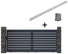 Cancello scorrevole elettrico in alluminio traforato L416 x H183 cm antracite PRIMO