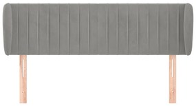 Testiera ad orecchio grigio chiaro 147x23x78/88 cm in velluto