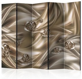 Paravento design Bacio vellutato II (5 parti) - sfondo lussuoso in diamanti dorati