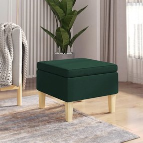 Poggiapiedi Con Gambe İn Legno Verde Scuro İn Tessuto /