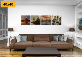 Set di quadri – Città industriale con astrazione