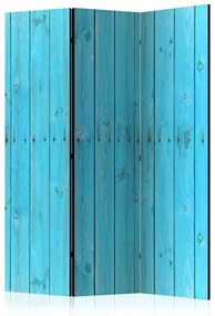 Paravento design Assi blu - texture leggera delle tavole di legno blu