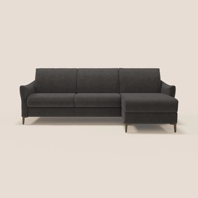 Dalia divano letto angolare con materasso alto 18 cm piedini alti e penisola contenitore in tessuto smacchiabile T17