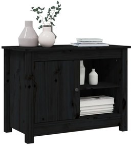 Mobile porta tv nero 70x36,5x52 cm in legno massello di pino