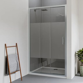 Porta doccia scorrevole Verve L 100 x H 190cm, Sp. 6 mm in vetro vetro senza finitura / trasparente profilo cromo