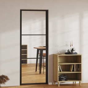 Porta Da Interno Esg Vetro E Alluminio 76x201,5 Cm Nera /