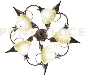 Plafoniera tristano marrone 5 luci attacco e14d. 68x20cm in metallo...