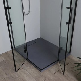 Box Doccia 120X80 Nero Doppia Porta Battente In Cristallo 6Mm | Lion