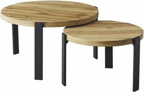 Set tavolini Polo in rovere Artisan e metallo – Ø80/60 cm