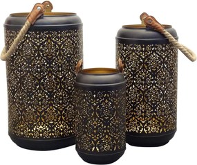 UMEKA - set di 3 lanterne in acciaio