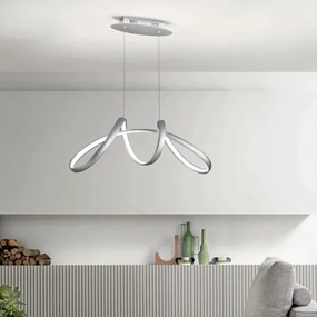 Lampada a sospensione LUMEN a LED in metallo Silver - Piccolo 85 cm