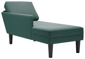 Sdraio Con Cuscino E Bracciolo Destro İn Velluto Verde Scuro /