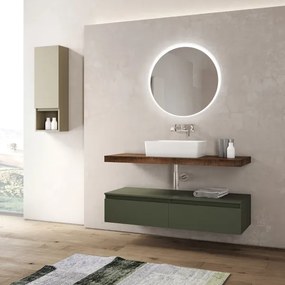 Mobile da bagno sospeso 120 cm Verde con lavabo e specchio LED - NINFA1