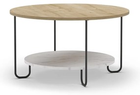 Tavolino rotondo con piano in rovere naturale ø 80 cm Tonka - Marckeric