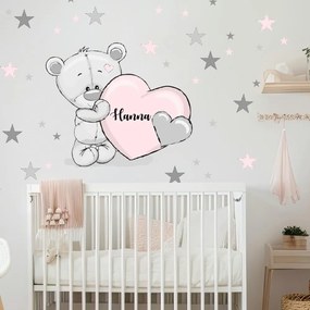 Adesivo per bambina - Orsetto in colori pastello con stelle | Inspio