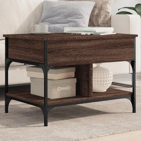 Tavolino Salotto Rovere Marrone 70x50x50cm Multistrato Metallo /