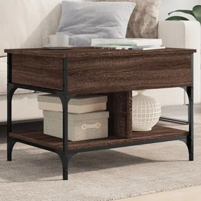 Tavolino Salotto Rovere Marrone 70x50x50cm Multistrato Metallo /