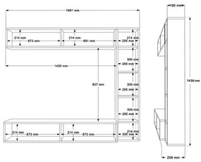 Mobile TV Sospeso Con Ripiani Laterali E Modulo Superiore Zen Rovere E Bianco