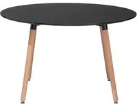 Tavolo da Pranzo in Legno di Faggio Nero 120 cm Rotondo Cucina Soggiorno Minimalista