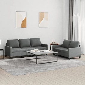 Set Di Divani 2 Pz Con Cuscini Grigio Scuro İn Tessuto /