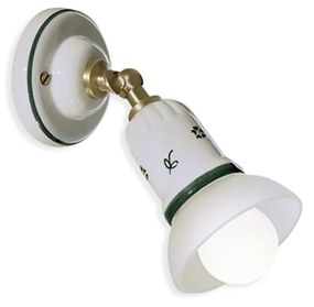 Applique Classica Savona Ceramica E Ottone Satinato Decorato Filo Blu 1 Luce E14