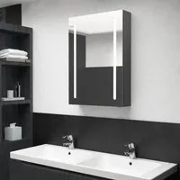 Armadietto Bagno con Specchio e LED Grigio 50x13x70 cm cod 12379