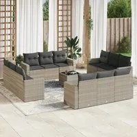 Set Divani Giardino 13 pz con Cuscini Grigio Chiaro Polyrattan 3251119